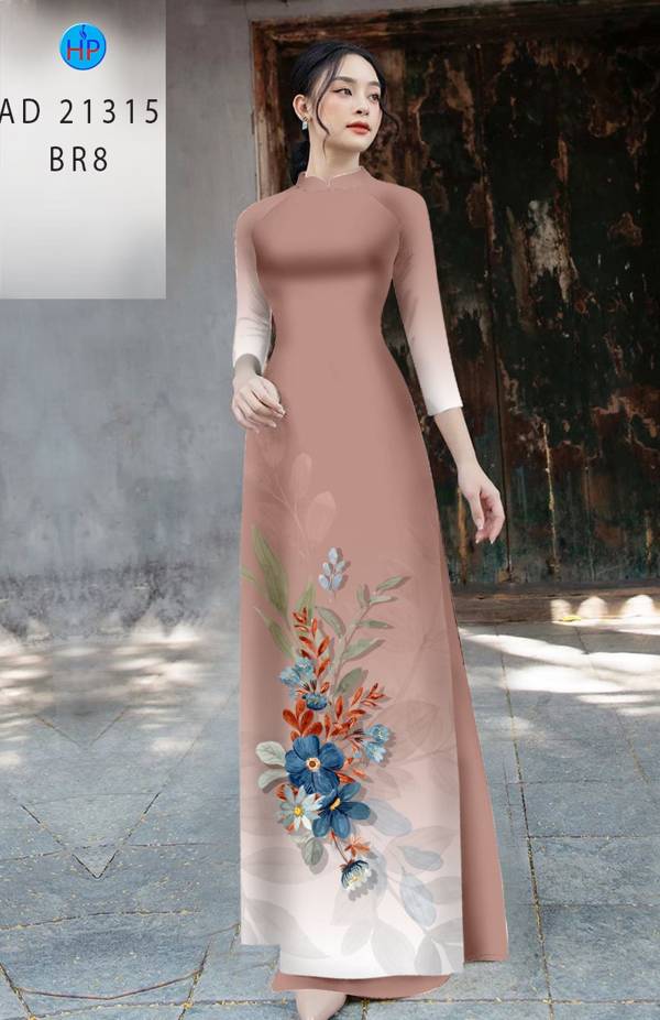 Vải Áo Dài Hoa In 3D AD 21315 3